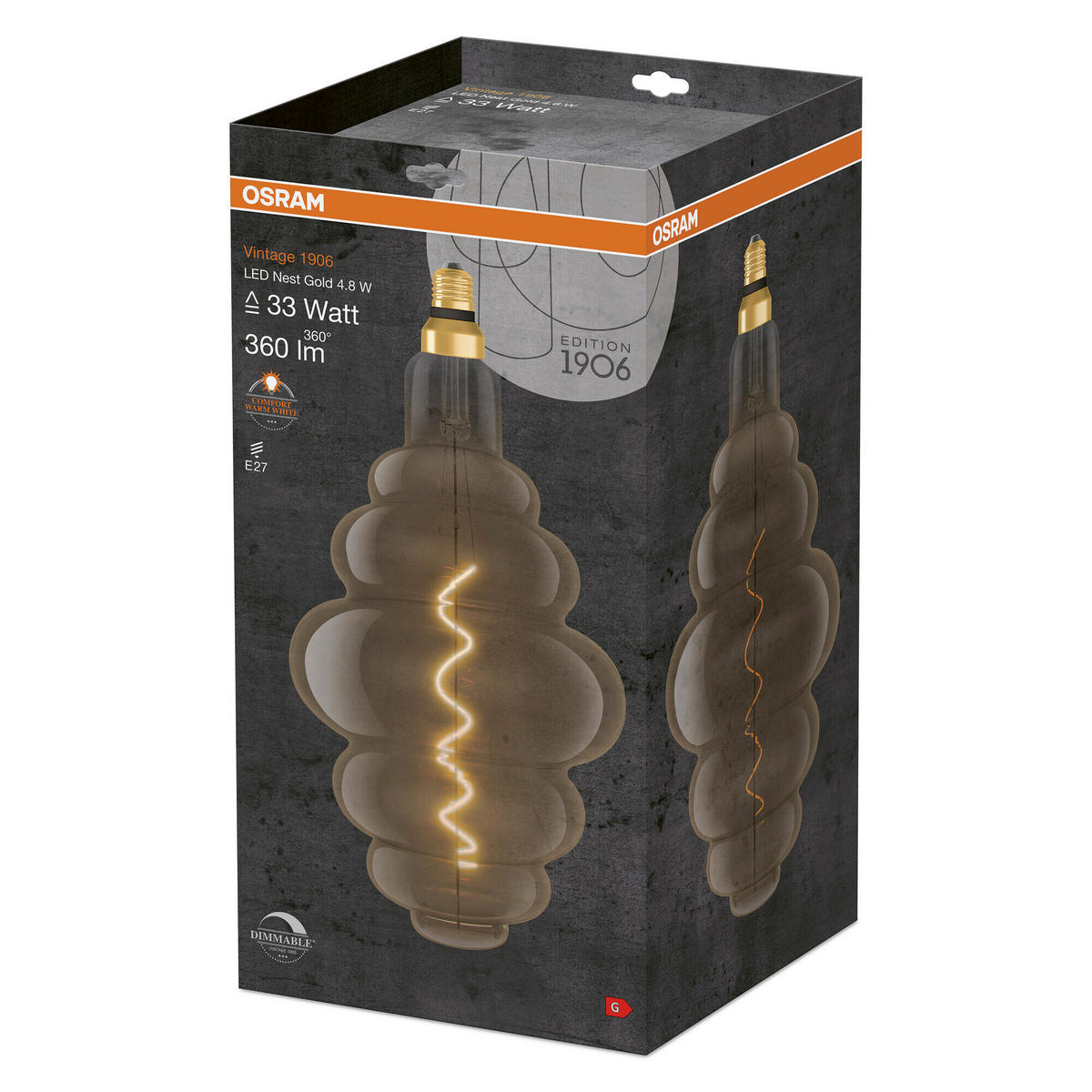 LED-LEUCHTMITTEL   E27 4,8 W 360 lm  - Goldfarben, Basics, Glas (20/40,5cm) - Osram