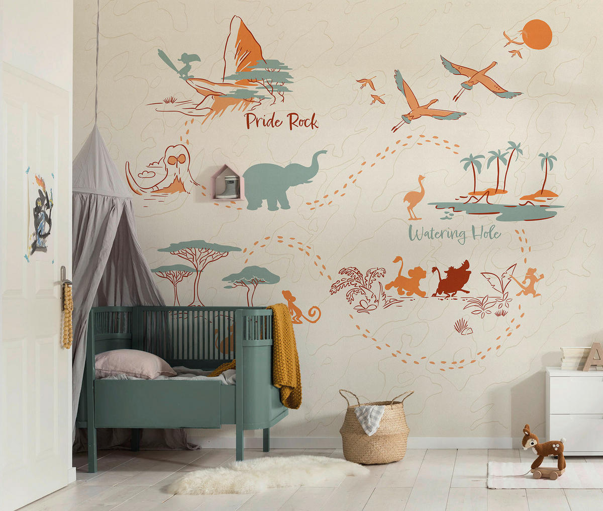 FOTOTAPETE THE LION KING CIRCLE OF LIFE  - Beige, Design, Textil (300/250cm) - Disney