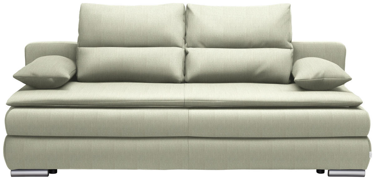 SCHLAFSOFA  mit Stoffauswahl, Schlafen auf Sitzhöhe, Rücken echt Webstoff Silberfarben, Hellgrün  - Silberfarben/Hellgrün, KONVENTIONELL, Kunststoff/Textil (207/94/90cm) - Livetastic