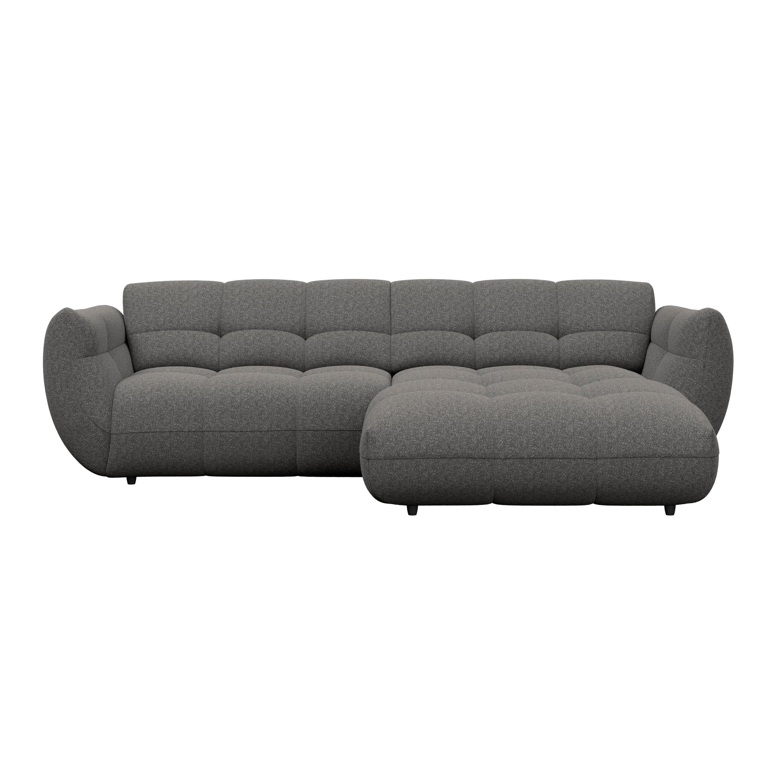 ECKSOFA Chenille Graubraun  - Graubraun/Schwarz, Trend, Kunststoff/Textil (280/178cm) - MID.YOU