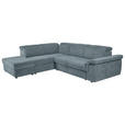 ECKSOFA Blau Flachgewebe  inkl. Bettkasten, Schlaffunktion, Rücken echt, Liegefläche im Originalstoff  - Blau/Schwarz, KONVENTIONELL, Kunststoff/Textil (235/280cm) - Carryhome