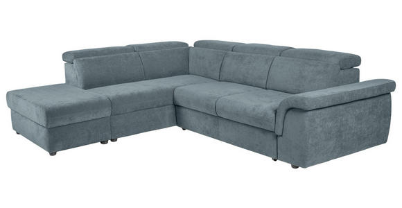 ECKSOFA Blau Flachgewebe  inkl. Bettkasten, Schlaffunktion, Rücken echt, Liegefläche im Originalstoff  - Blau/Schwarz, KONVENTIONELL, Kunststoff/Textil (235/280cm) - Carryhome