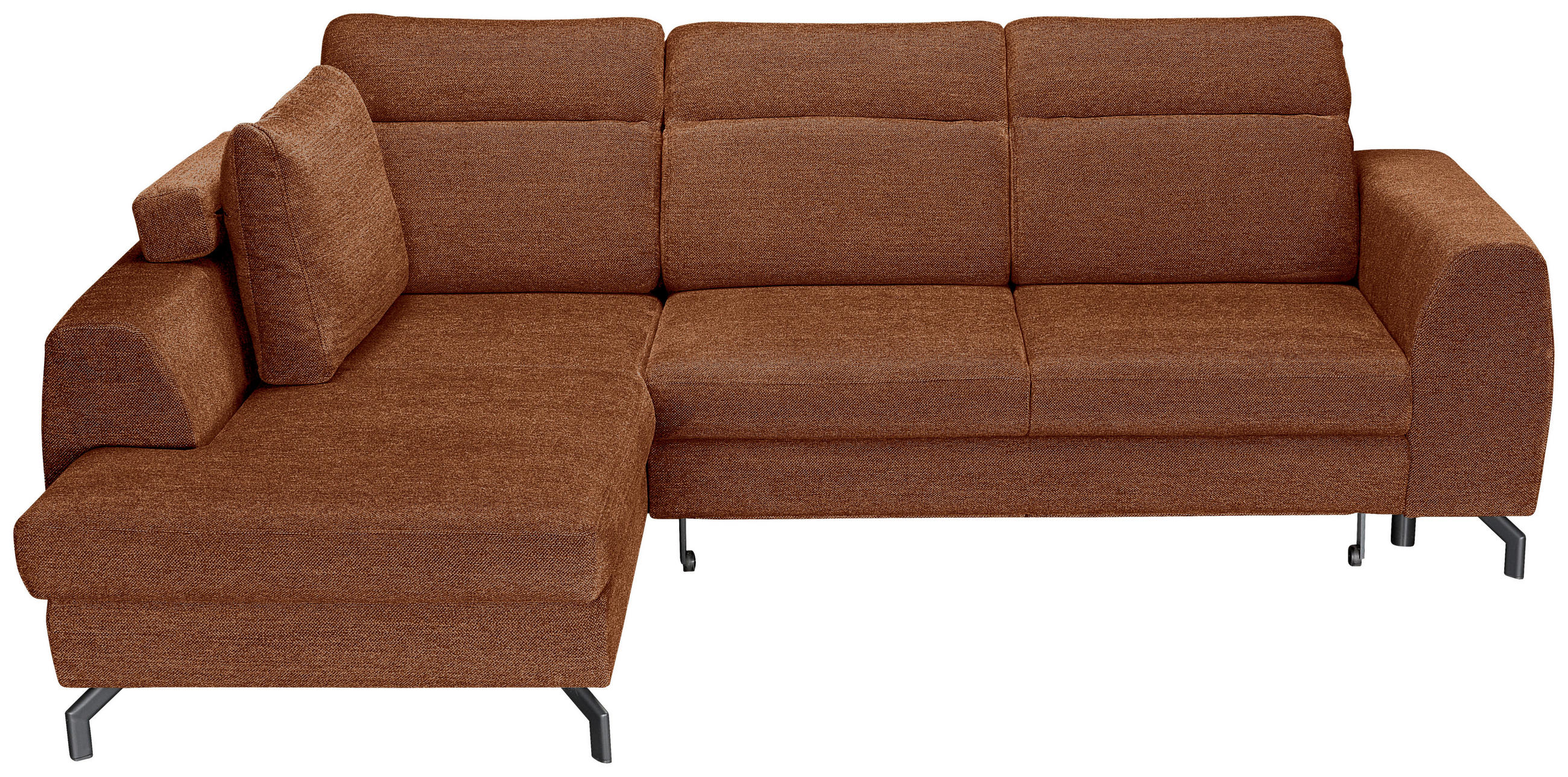 ECKSOFA Cognac Chenille  - Cognac/Schwarz, KONVENTIONELL, Textil/Metall (185/240cm) - Carryhome