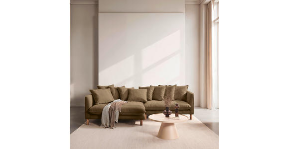 ECKSOFA Goldbraun Chenille Rückenkissen, Rücken echt  - Buchefarben/Goldbraun, KONVENTIONELL, Holz/Textil (162/276cm) - Carryhome