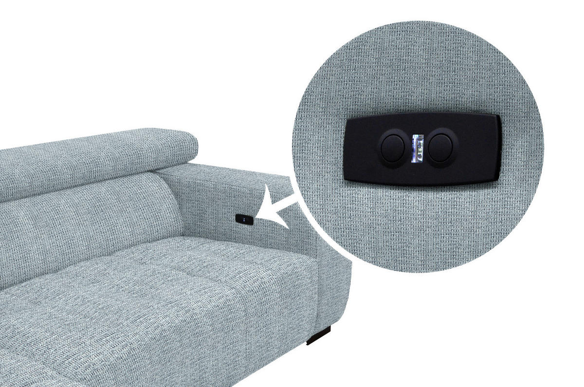 ECKSOFA in Webstoff Türkis  - Türkis/Schwarz, Konventionell, Textil/Metall (182/279cm) - Hom`in
