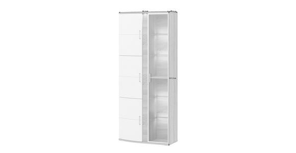 VITRINE in Weiß, Eichefarben - Eichefarben/Alufarben, Design, Glas/Holzwerkstoff (95,3/217,2/40,4cm) - Xora