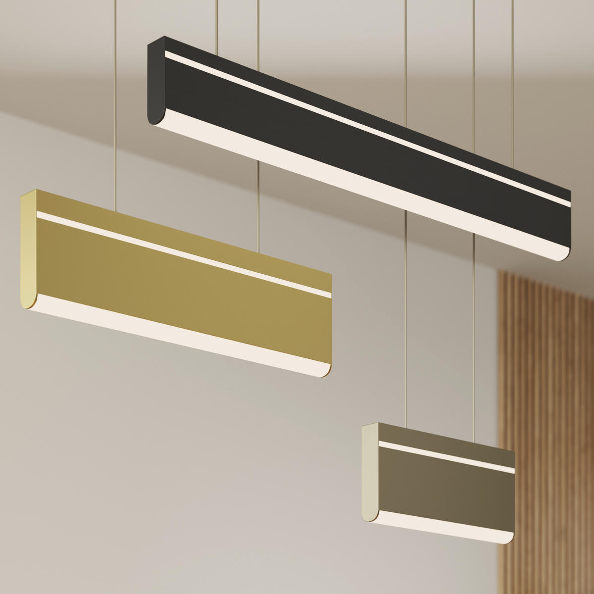 LED-HÄNGELEUCHTE Bradford 95/15/120 cm   - Goldfarben/Schwarz, Design, Kunststoff/Metall (95/15/120cm) - Dieter Knoll