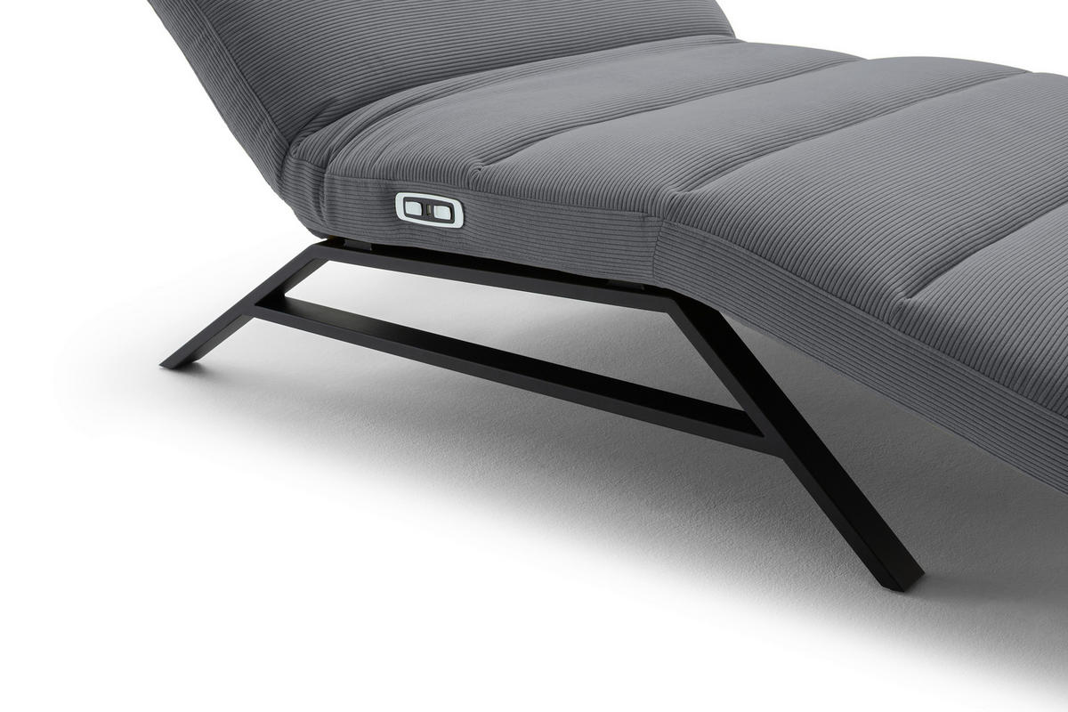 RELAXLIEGE in Feincord Anthrazit  - Anthrazit/Schwarz, Design, Textil/Metall (120/54-113/158-198cm) - Pure Home Lifestyle