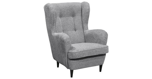 OHRENSESSEL in Webstoff Lavagrau  - Lavagrau/Schwarz, Basics, Holz/Textil (78/102/98cm) - Carryhome