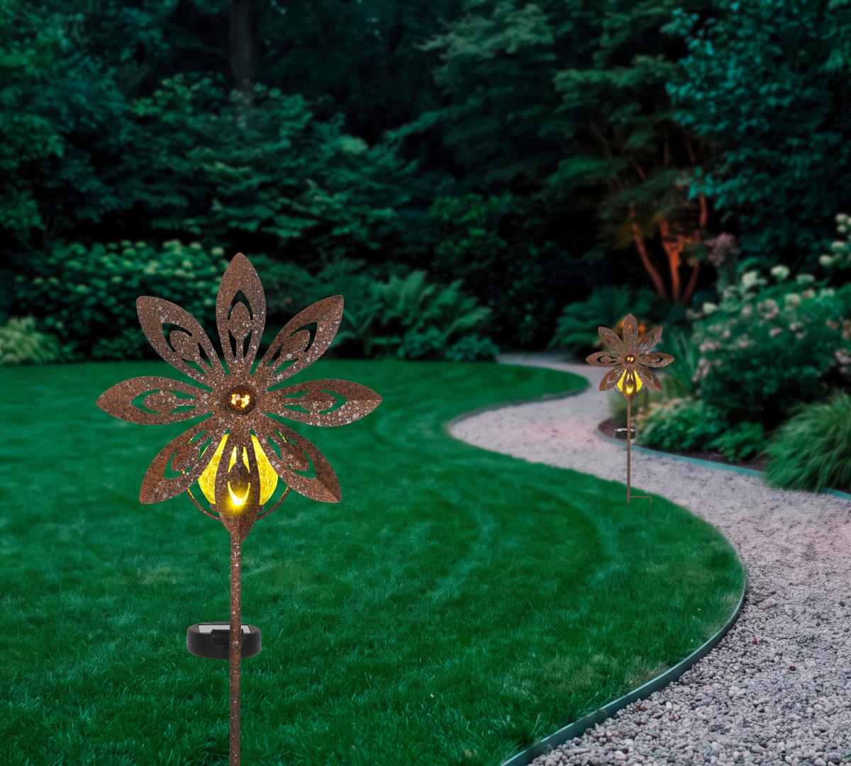 NAPELEMES LÁMPA  - rozsdavörös, Design, műanyag/üveg (20/9/50cm) - Ambia Garden