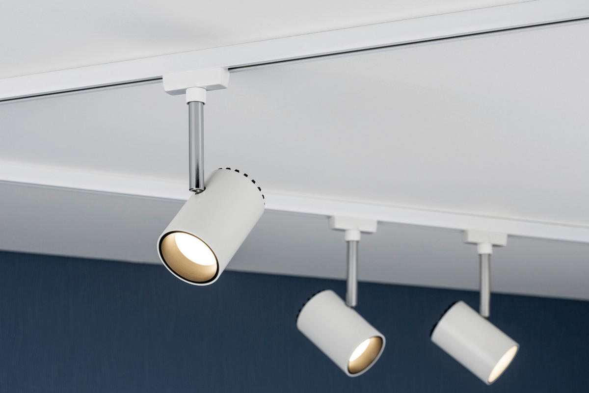 SCHIENENSYSTEM-STRAHLER URail   - Chromfarben/Weiß, Basics, Metall (5,9/18/9cm) - Paulmann