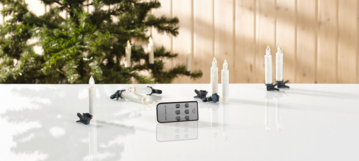 LED-KERZENSET  - Dunkelgrün/Transparent, KONVENTIONELL, Kunststoff/Metall (1,5cm) - X-Mas