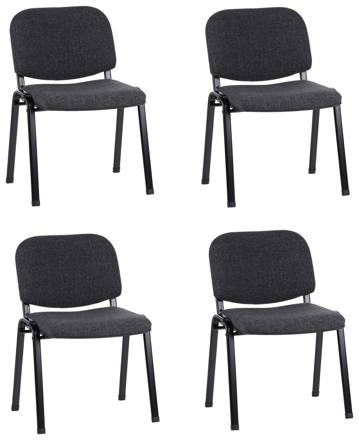 SADA KONFERENČNÍCH ŽIDLÍ 4 ks - černá/antracitová, Basics, kov/textil (58/84/48cm) - MID.YOU