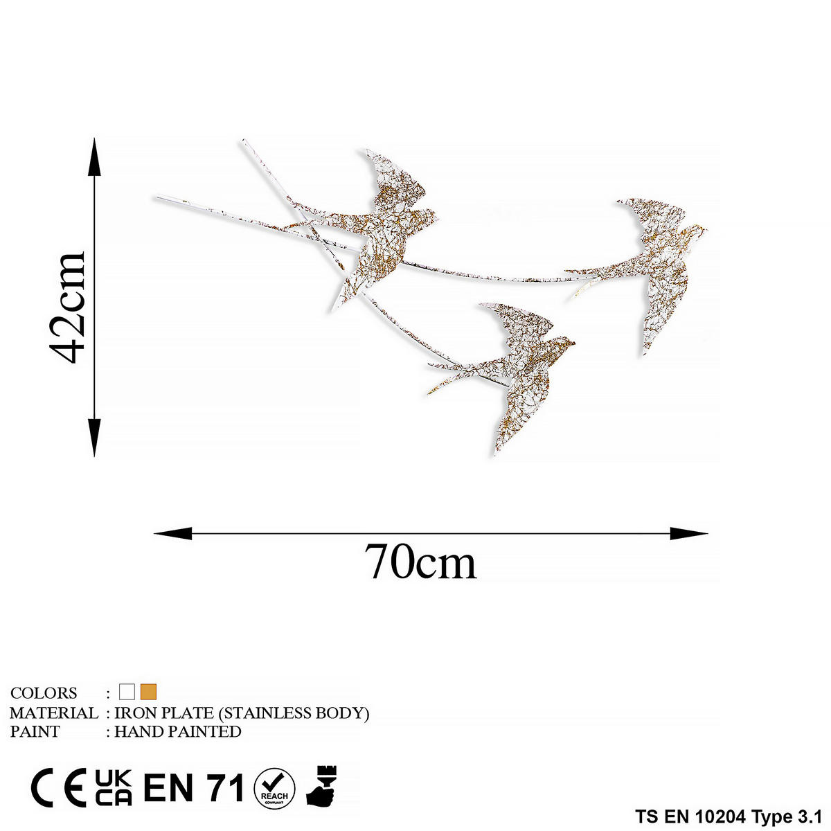 METALLBILD  - Multicolor, Basics, Metall (42/70cm)