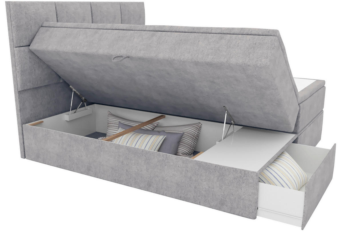 BOXBETT 140/200 cm  in Hellgrau  - Hellgrau/Schwarz, KONVENTIONELL, Kunststoff/Textil (140/200cm) - Boxxx