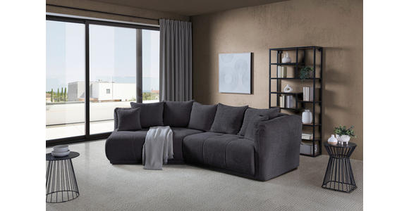 ECKSOFA  in Chenille Dunkelgrau  180/315 cm  - Dunkelgrau/Schwarz, MODERN, Kunststoff/Textil (180/315cm) - Hom`in