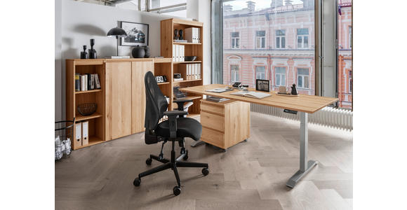 SCHREIBTISCH 120/80/64-130 cm in Silberfarben, Eichefarben - Eichefarben/Silberfarben, KONVENTIONELL, Holz/Metall (120/80/64-130cm) - Linea Natura