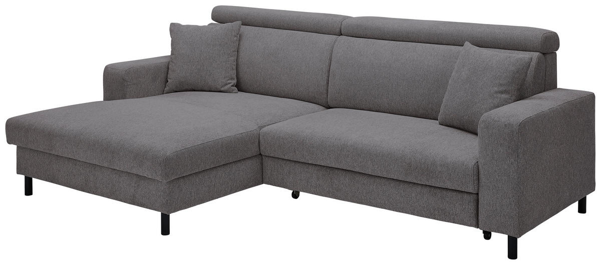 ECKSOFA Ottomane links, Eckteil  Anthrazit Flachgewebe  - Anthrazit/Schwarz, Design, Textil/Metall (166/262cm) - Xora