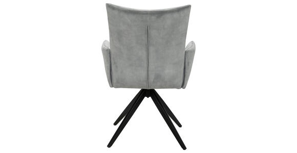 ARMLEHNSTUHL in Eisen Samt - Hellgrau/Schwarz, Design, Textil/Metall (62/92/66cm) - Hom`in