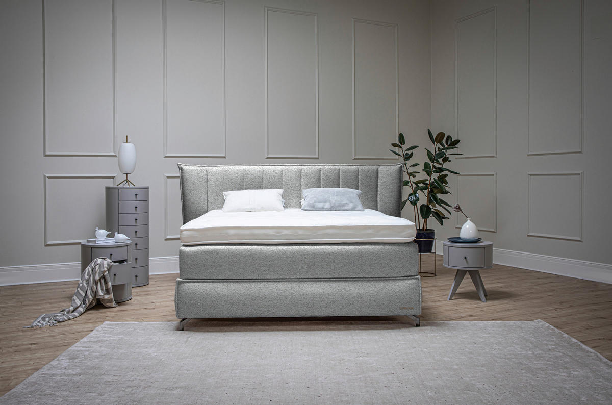 BOXSPRINGBETT 160/200 cm  in Champagner  - Champagner/Schwarz, Konventionell, Holz/Textil (160/200cm) - Sjöholm