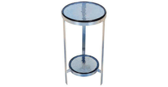 BEISTELLTISCH 30/30/60 cm Blau, Silberfarben organisch  - Blau/Silberfarben, Design, Glas/Metall (30/30/60cm) - Landscape