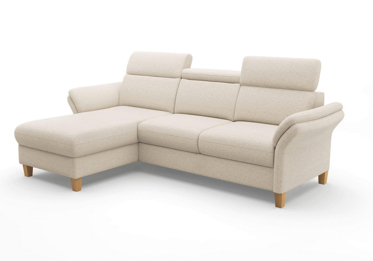 ECKSOFA GLENDALE E Creme Flachgewebe  - Eichefarben/Creme, KONVENTIONELL, Holz/Textil (166/253cm) - Sit & More
