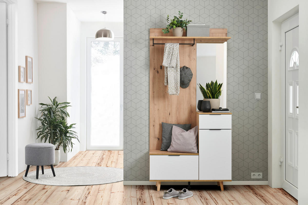 GARDEROBE 5-teilig  in 100/204/40 cm  - Weiß/Eiche Artisan, KONVENTIONELL, Holzwerkstoff (100/204/40cm) - home24