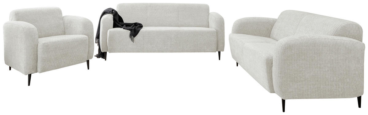 3-SITZER-SOFA Mikrofaser Weiß  - Schwarz/Weiß, MODERN, Textil/Metall (180/76/90cm) - Livetastic
