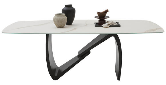 ESSTISCH in Metall, Keramik 220/110/76 cm  - Beige/Schwarz, Design, Keramik/Metall (220/110/76cm) - Belluti