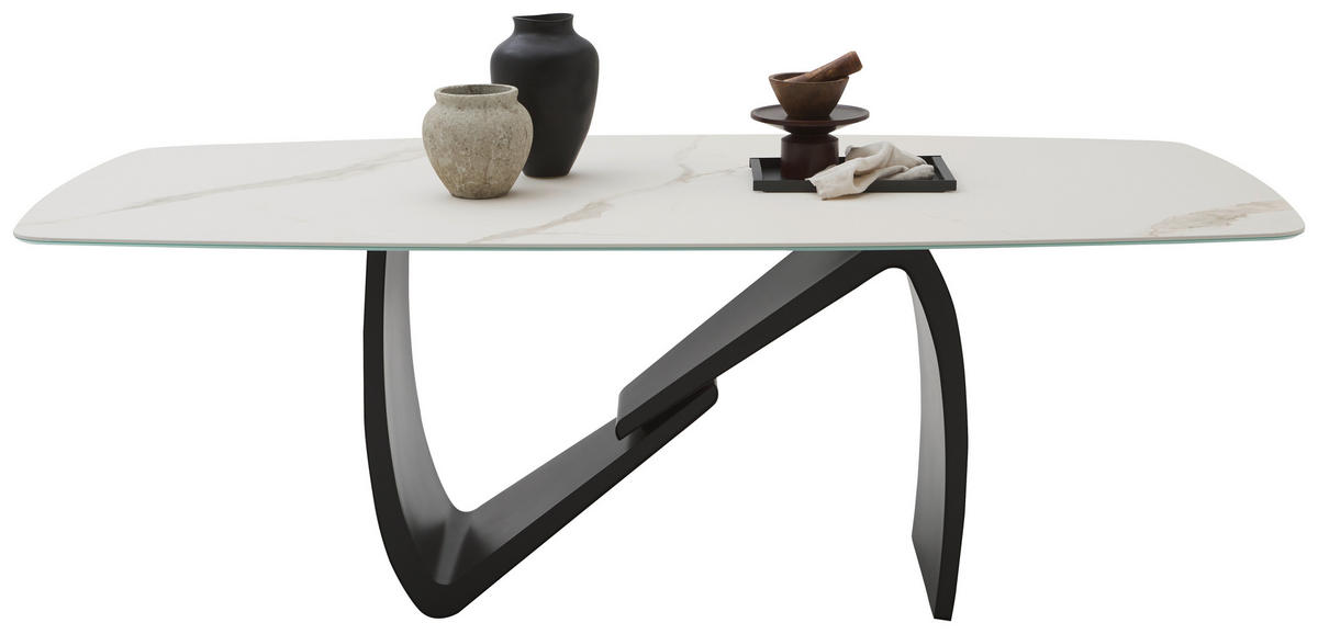 ESSTISCH in Metall, Keramik 220/110/76 cm  - Beige/Schwarz, Design, Keramik/Metall (220/110/76cm) - Emilio Belluti