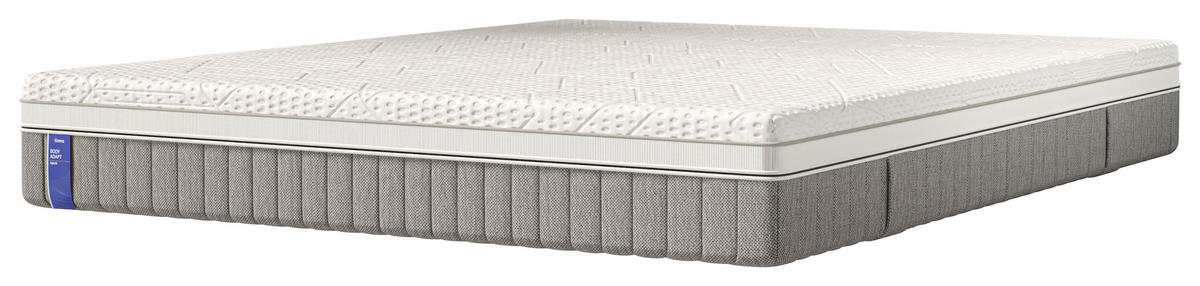 TASCHENFEDERKERNMATRATZE 180/200 cm, Höhe ca.: 25 cm, H3 = fest, 7-Zonen - Weiß/Grau, Basics, Textil (180/200cm) - Emma