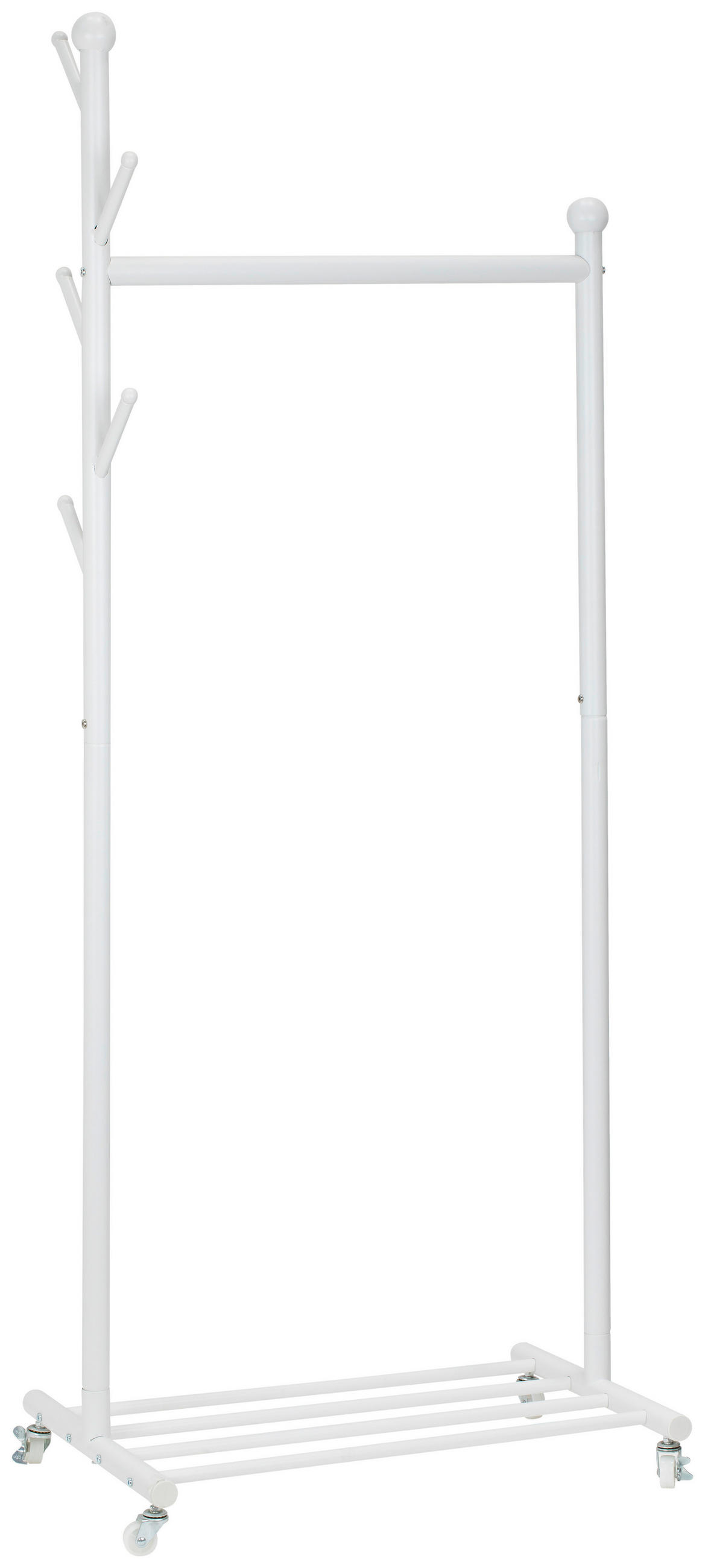 POJAZDNÝ STOJAN NA ODEVY, 68/170/43 cm - biela, Modern, kov (68/170/43cm) - PBJ