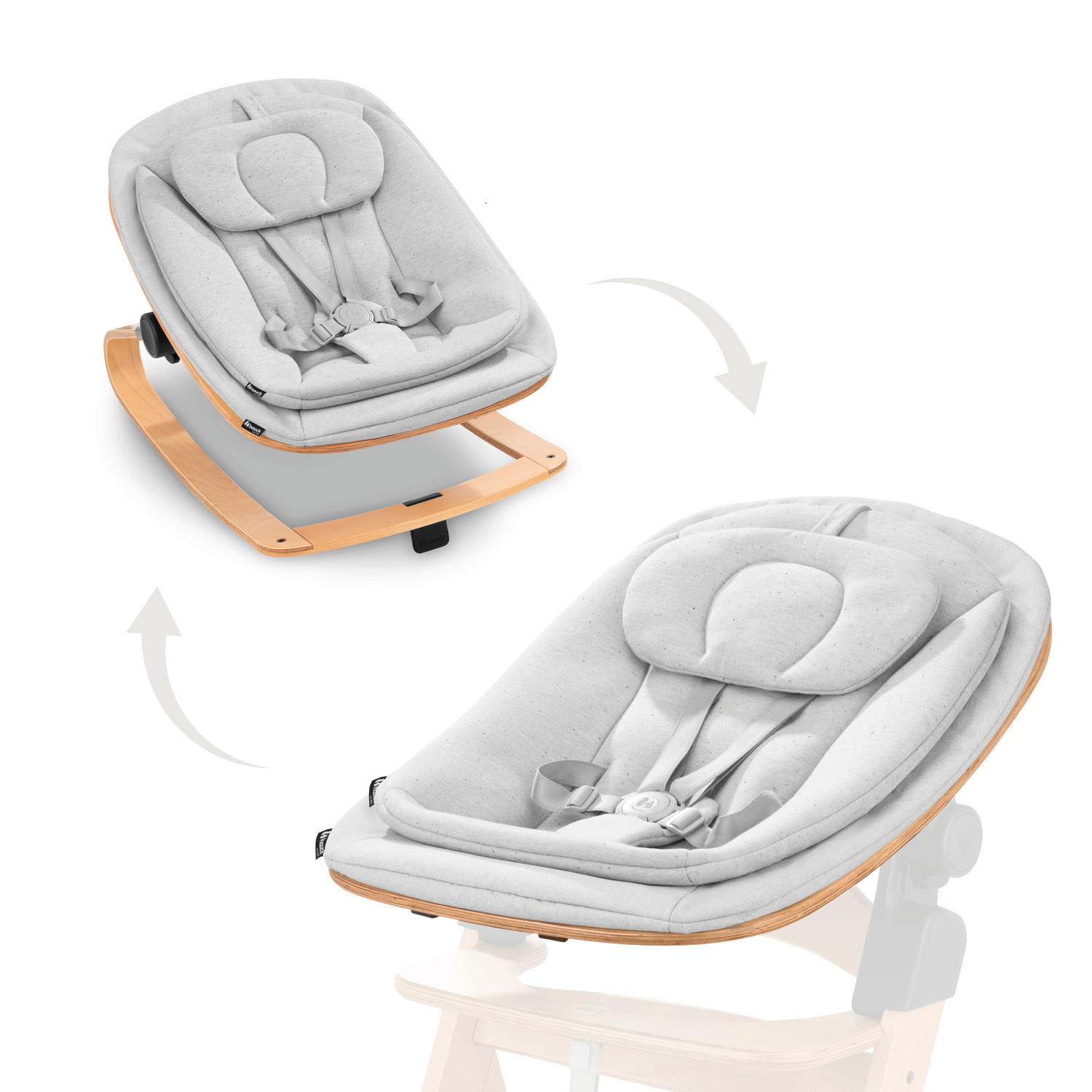 HOCHSTUHLLIEGE Highchair Bouncer Eco  - Buchefarben/Hellgrau, Basics, Holz/Textil (50/40/66cm) - Hauck