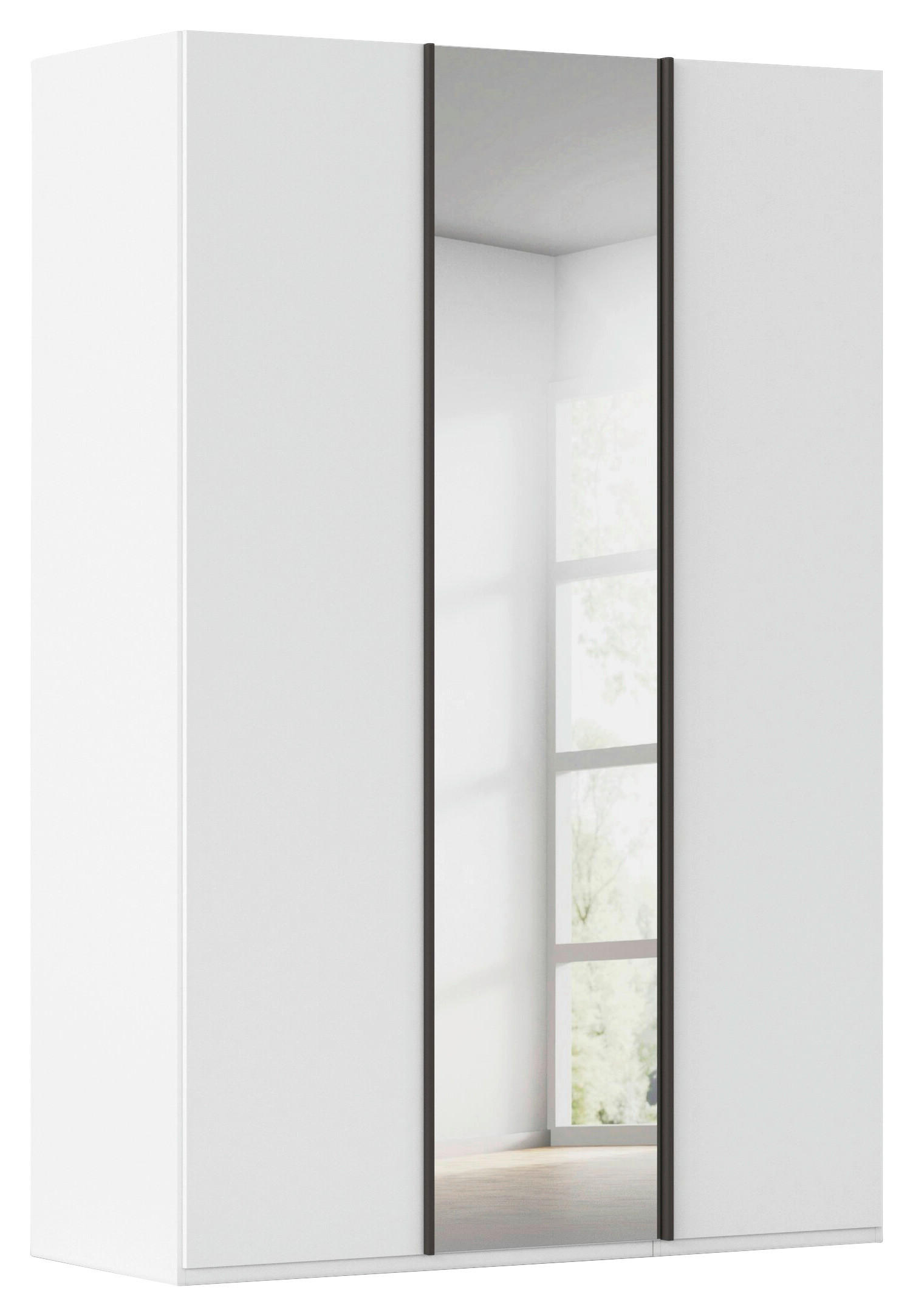 DREHTÜRENSCHRANK 151/223/61 cm,  in Weiß, 3-türig  - Graphitfarben/Weiß, Basics, Glas/Holzwerkstoff (151/223/61cm) - Novel