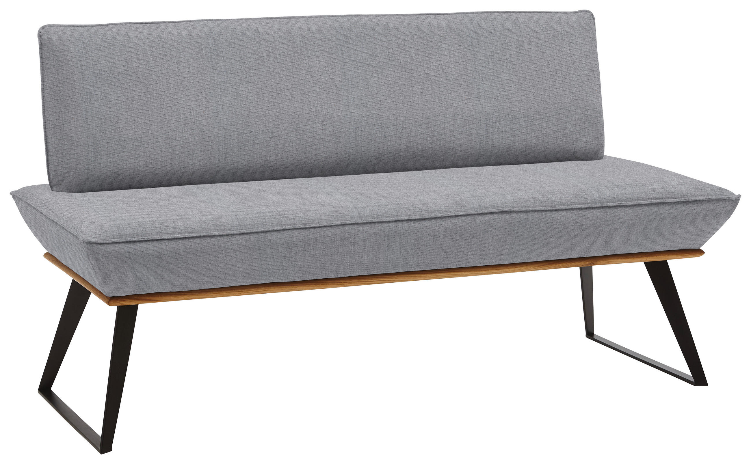 SITZBANK 140/87/64 cm  in Grau, Schwarz, Eichefarben  - Eichefarben/Schwarz, Design, Holz/Textil (140/87/64cm) - Voleo