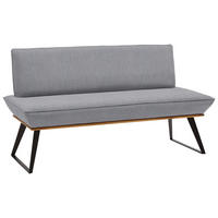 SITZBANK in Holz, Metall, Textil Grau, Schwarz, Eichefarben  - Eichefarben/Schwarz, Design, Holz/Textil (180/87/64cm) - Voleo