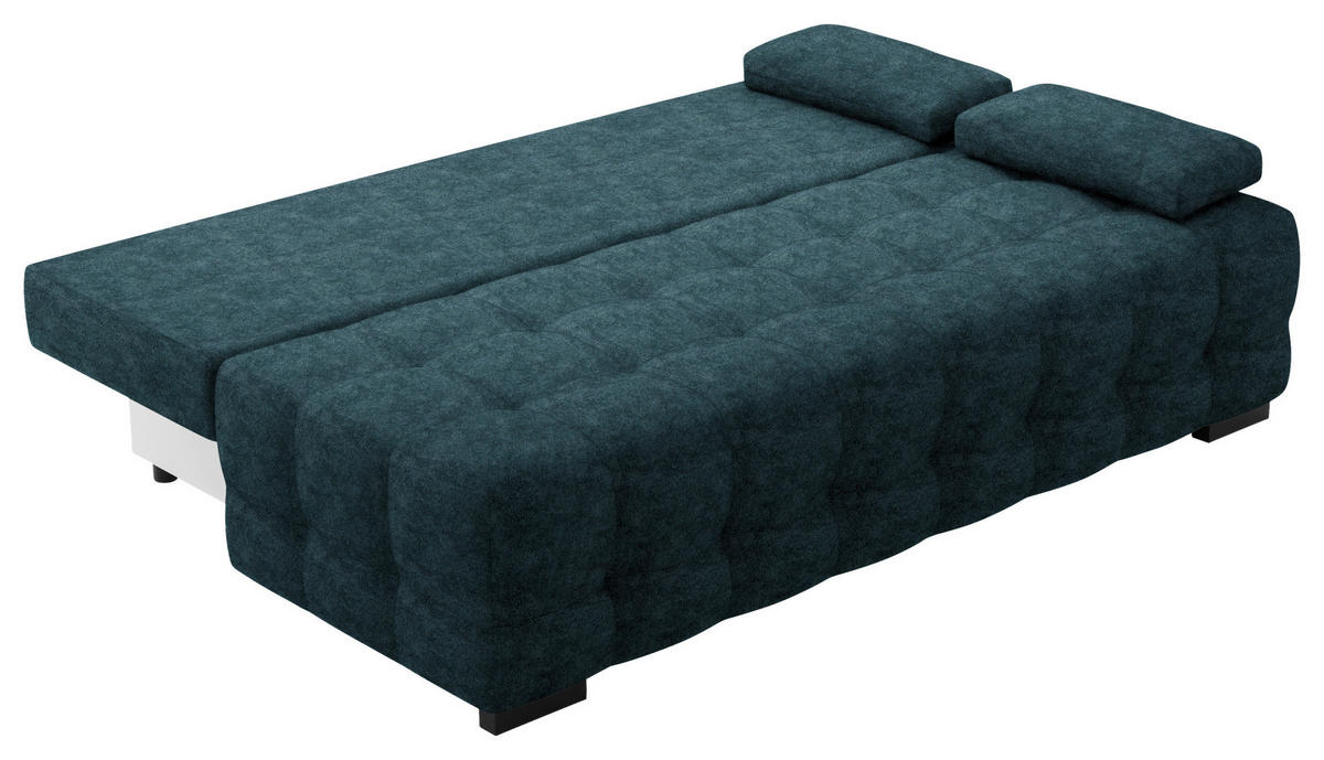 SCHLAFSOFA in Velours Blau  - Blau/Schwarz, KONVENTIONELL, Kunststoff/Textil (209/96/100cm) - Stylife