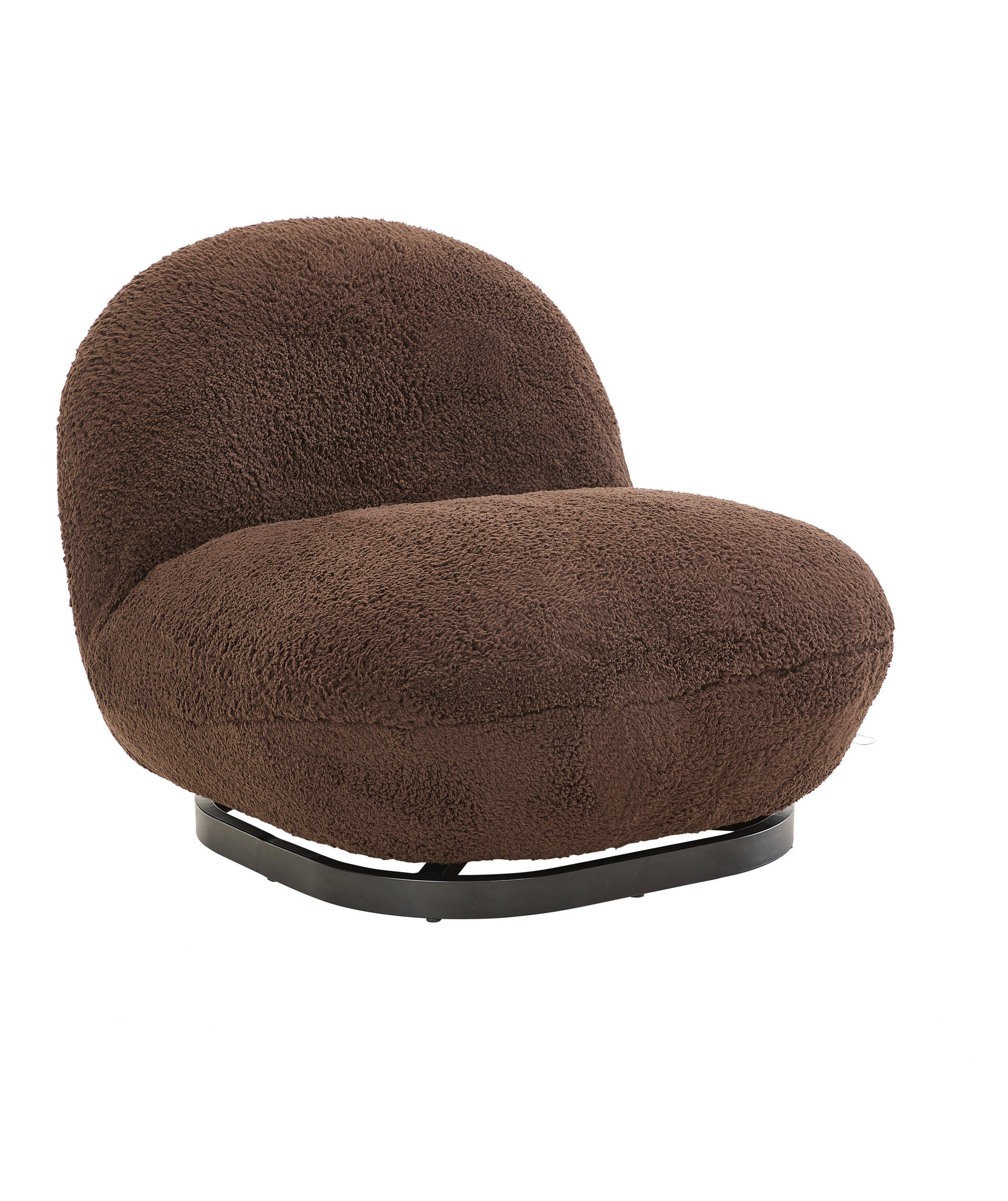 SESSEL in Bouclé Braun  - Schwarz/Braun, Trend, Textil/Metall (75/66/87cm) - P & B