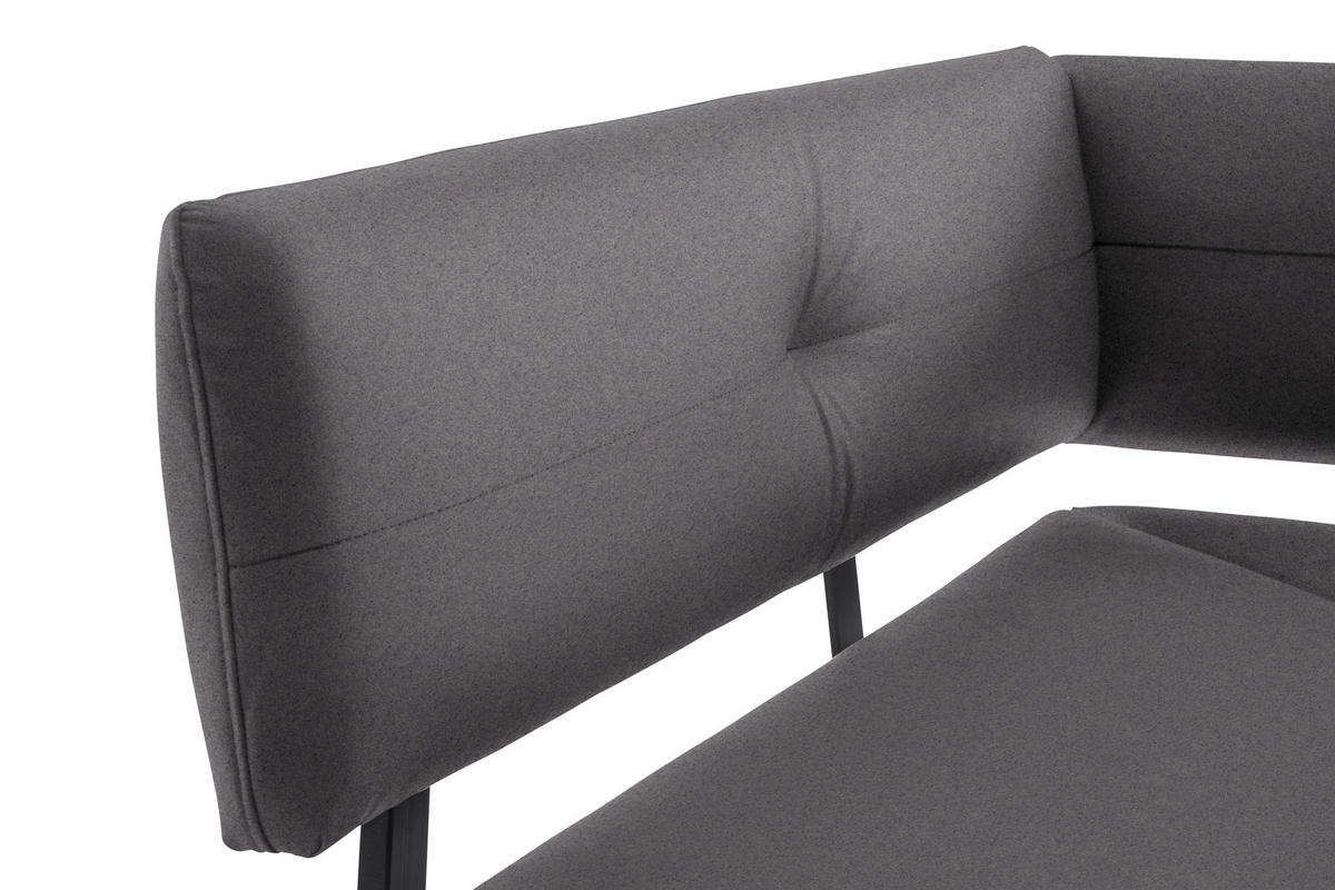 ECKBANK in Metall, Textil Grau, Schwarz  - Schwarz/Grau, Modern, Textil/Metall (165/205cm) - Cantus