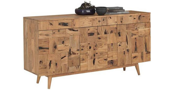 SIDEBOARD 160/80/42 cm  - Schwarz/Akaziefarben, LIFESTYLE, Holz/Metall (160/80/42cm) - Landscape