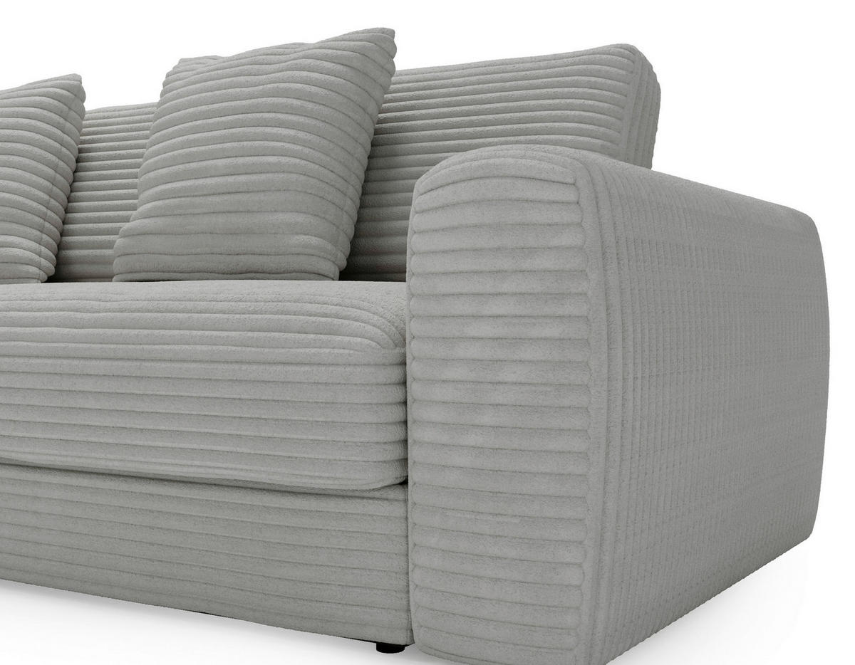 ECKSOFA in Cord Hellgrau  - Hellgrau/Schwarz, Modern, Kunststoff/Textil (182/302cm) - Carryhome
