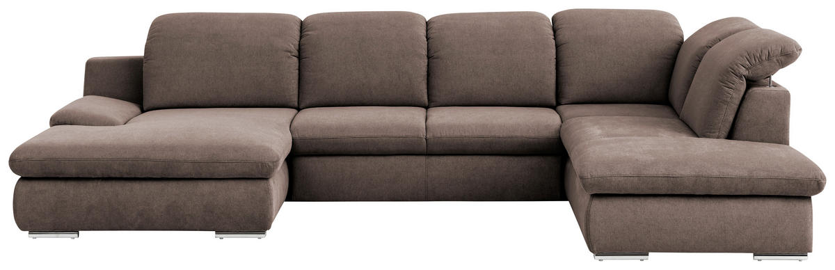WOHNLANDSCHAFT in Chenille Taupe  - Taupe/Chromfarben, Design, Textil/Metall (165/353/212cm) - Livetastic