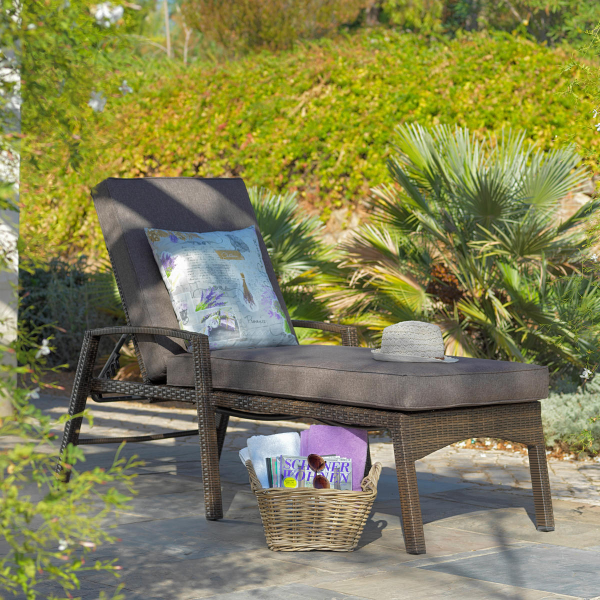 LEŽALJKA VRTNA  smeđa, taupe  metal, plastika, tekstil      - smeđa/taupe, Design, metal/tekstil (190/106/75cm) - Ambia Garden