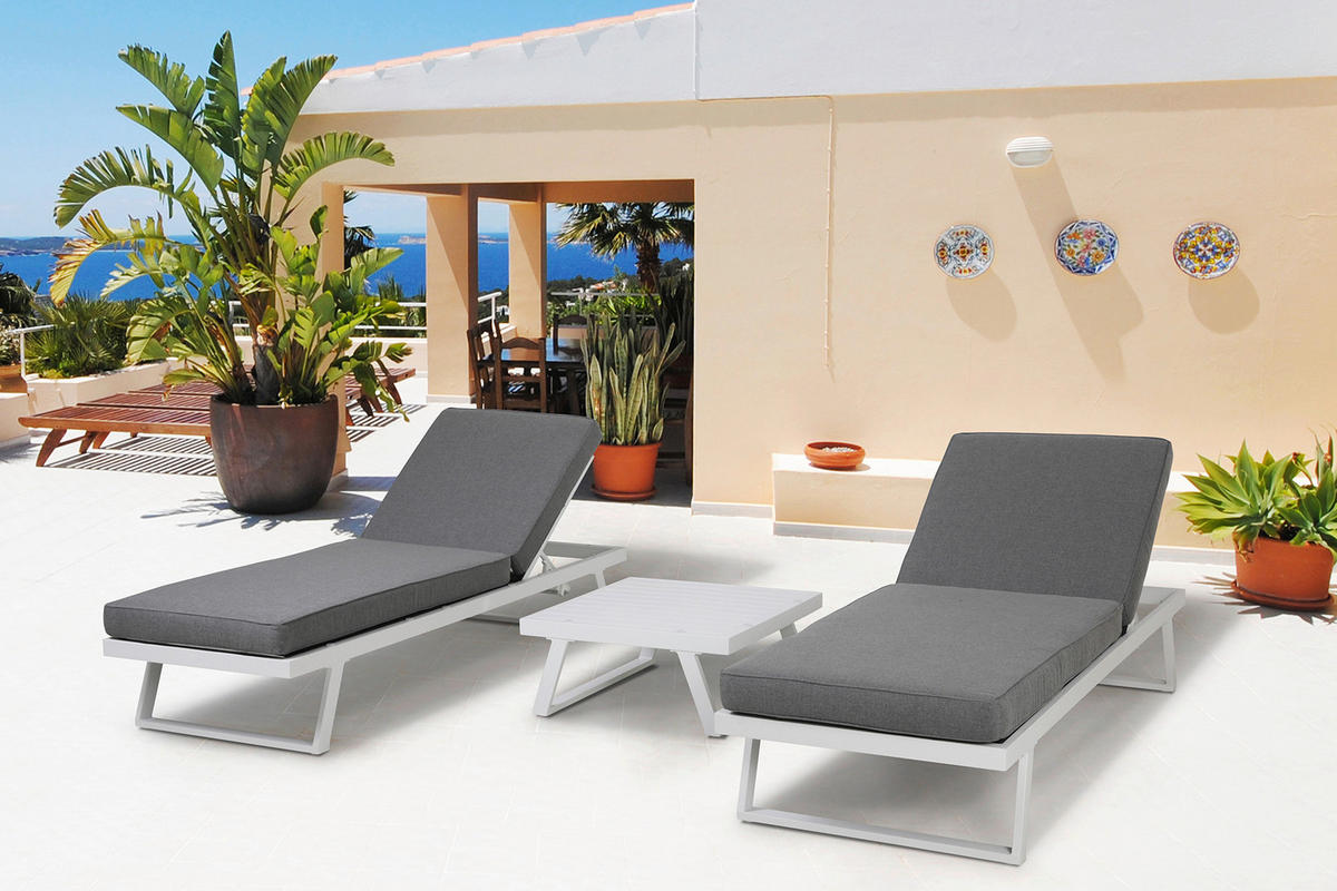 LOUNGEGARNITUR   Stahl  - Weiß/Grau, Design, Kunststoff/Metall - Livetastic