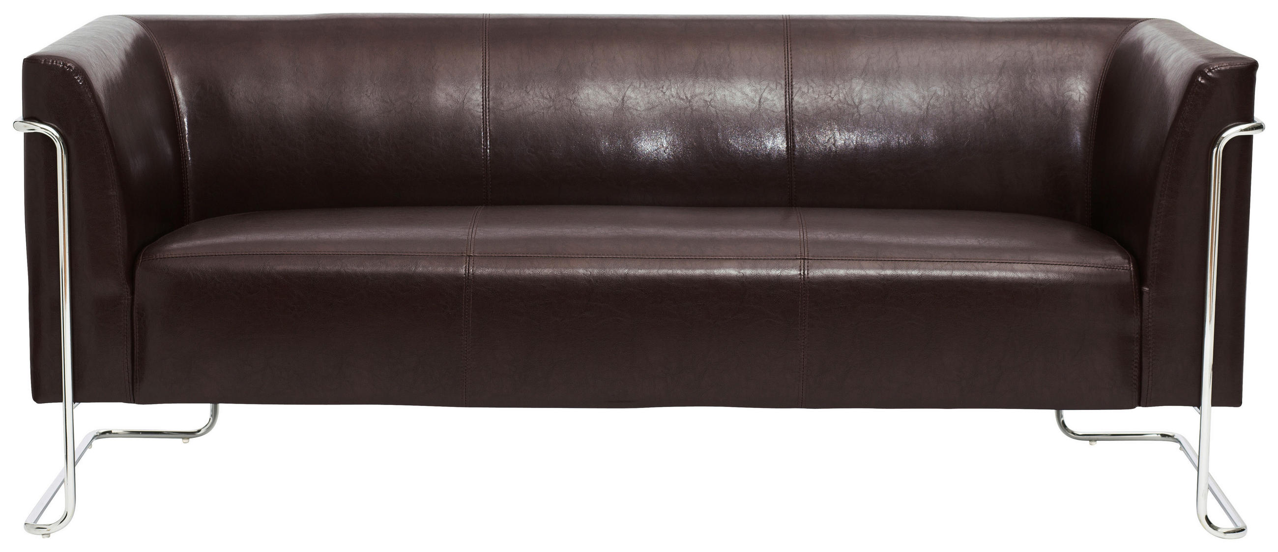3-SITZER-SOFA Lederlook Dunkelbraun - Dunkelbraun/Silberfarben, MODERN, Textil/Metall (179/71/74cm) - MID.YOU