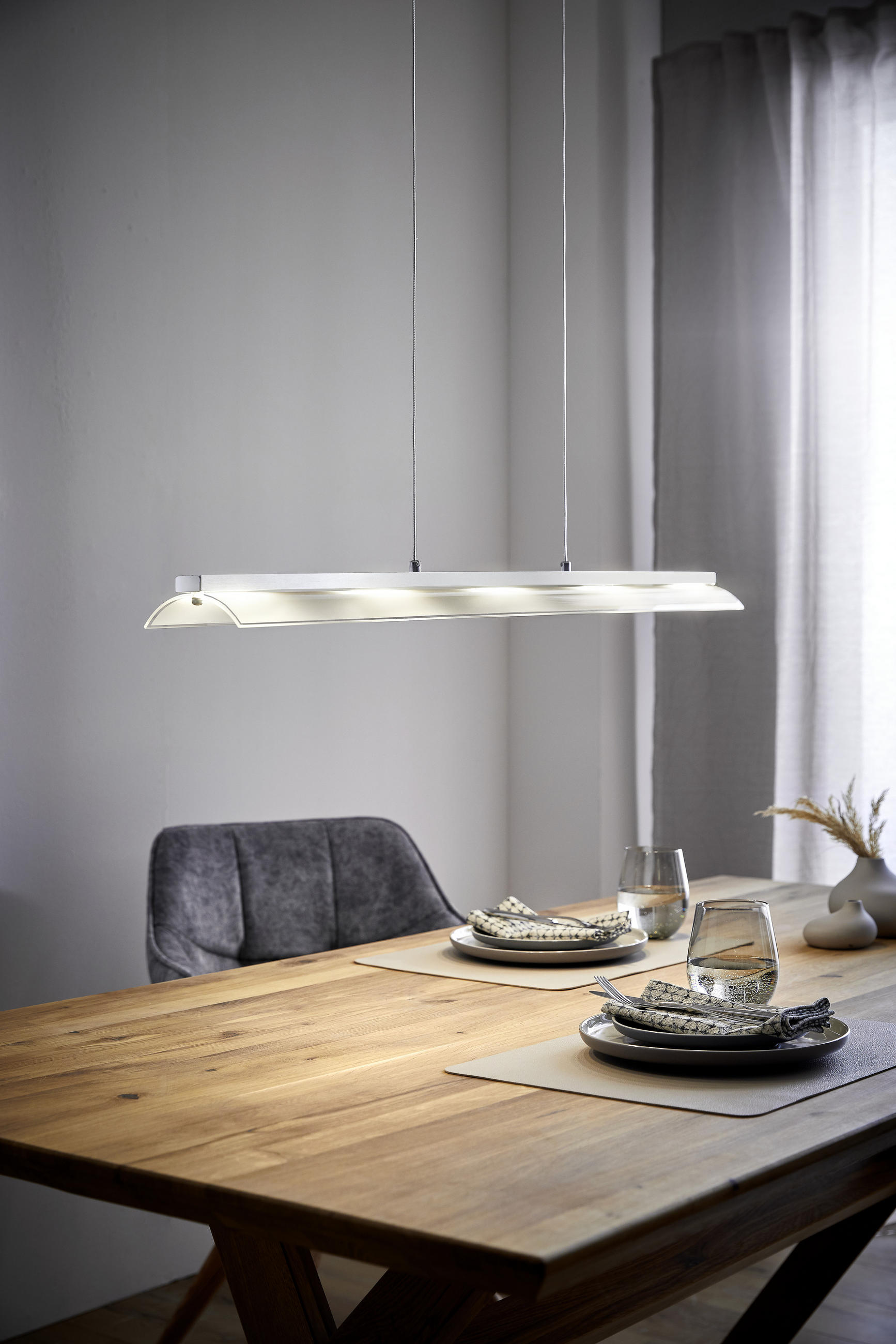 LED-HÄNGELEUCHTE 100 cm  - Alufarben, KONVENTIONELL, Kunststoff/Metall (100cm) - Novel