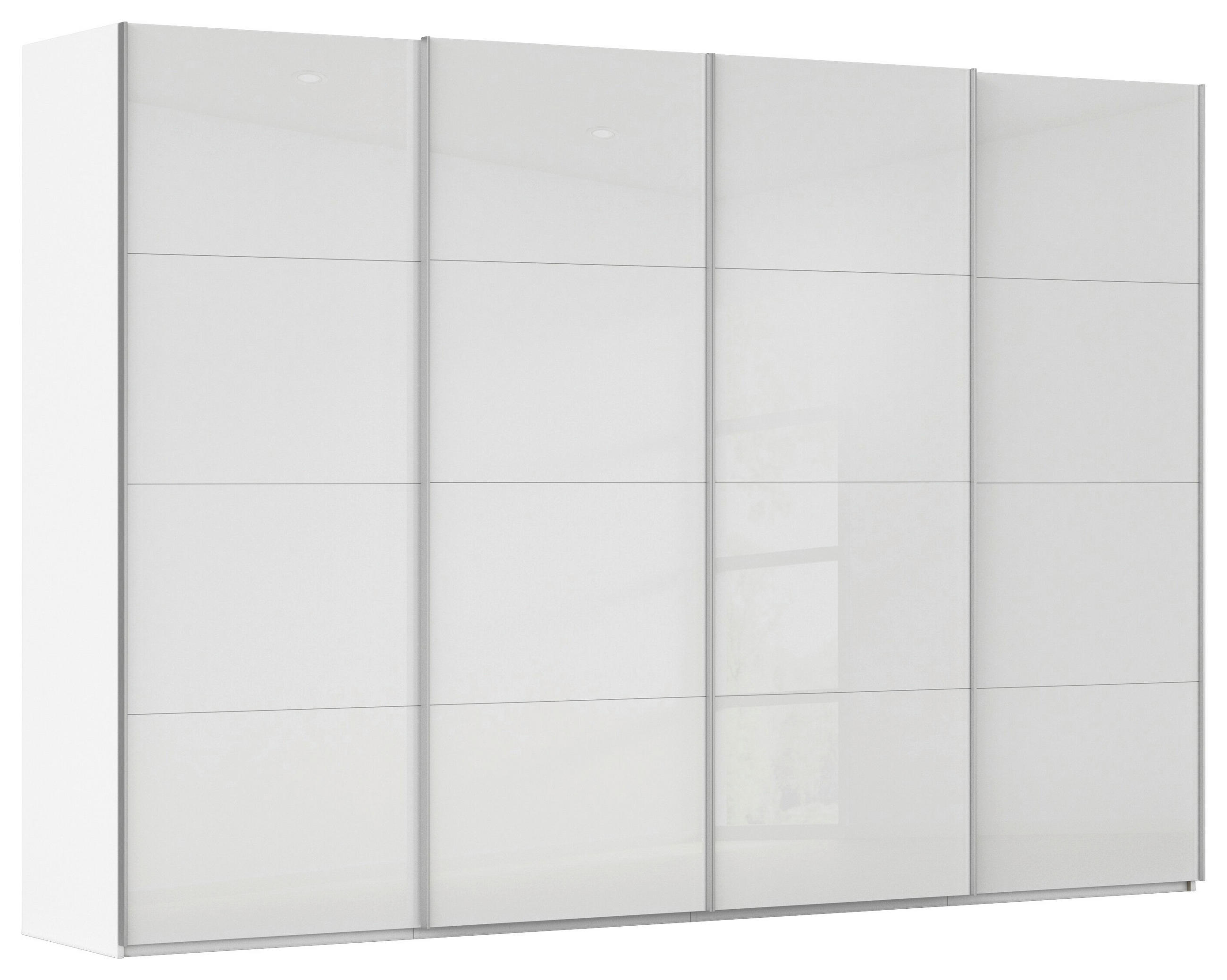 SCHWEBETÜRENSCHRANK 322/223/68 cm 4-türig Weiß, Weiß Hochglanz  - Weiß Hochglanz/Alufarben, Basics, Holzwerkstoff/Metall (322/223/68cm) - Novel