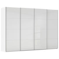 SCHWEBETÜRENSCHRANK 322/223/68 cm 4-türig Weiß, Weiß Hochglanz  - Weiß Hochglanz/Alufarben, Basics, Holzwerkstoff/Metall (322/223/68cm) - Novel