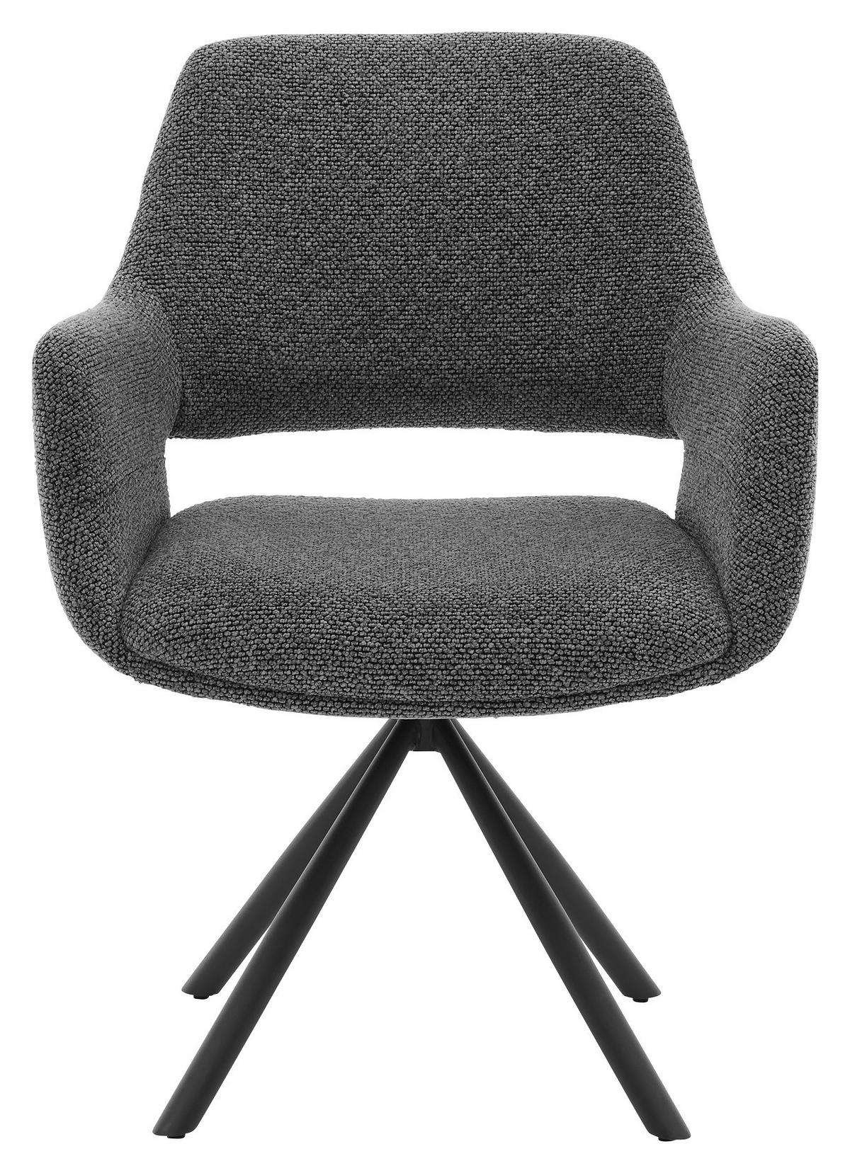 ARMLEHNSTUHL  Stoffauswahl, Sitzfläche 180° drehbar, automatische Rückholfunktion Bouclé  - Schwarz/Graphitfarben, Design, Textil/Metall (62/83/62cm) - Musterring