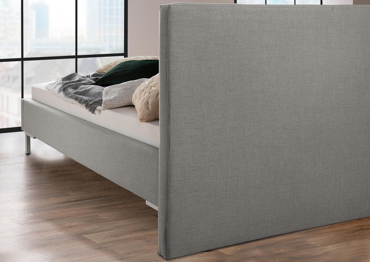 POLSTERBETT 140/200 cm,  in Grau,  - Silberfarben/Grau, MODERN, Textil/Metall (140/200cm) - Livetastic